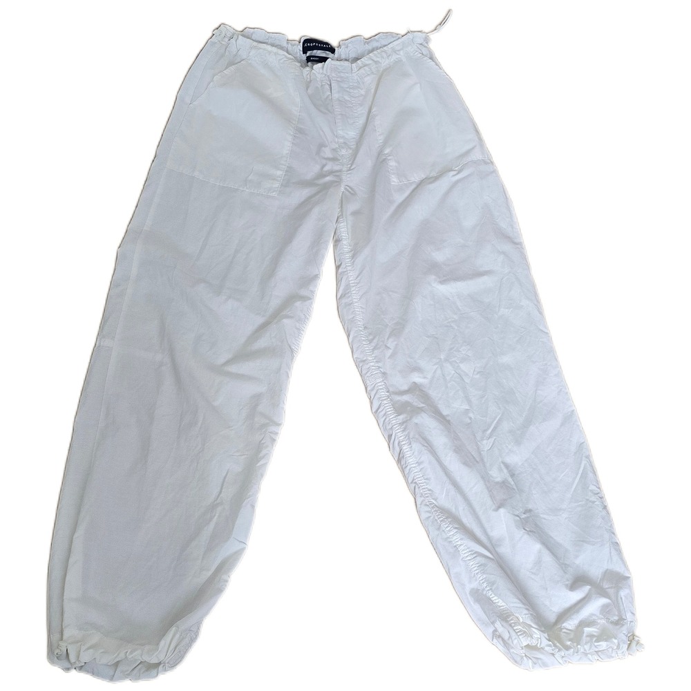 Aeropostale Baggy Parachute Pants White Y2K Streetwear Joggers Small